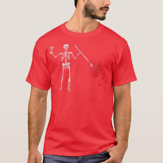 Drapeau pirate de barbe noire squelette de t-shirt
