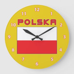 Drapeau Polonais Avec Horloge Mur Polska