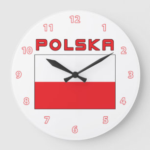 Drapeau Polonais Avec Horloge Mur Polska