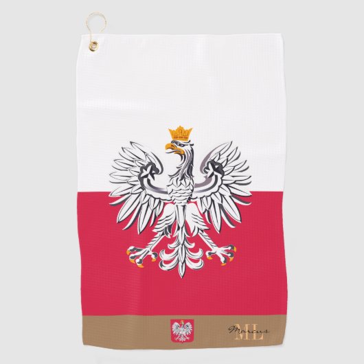 Drapeau polonais & Pologne, serviette de golf mono (Devant)