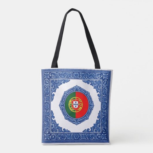 "Drapeau Portugais": Sac en tissu avec impression (Dos)
