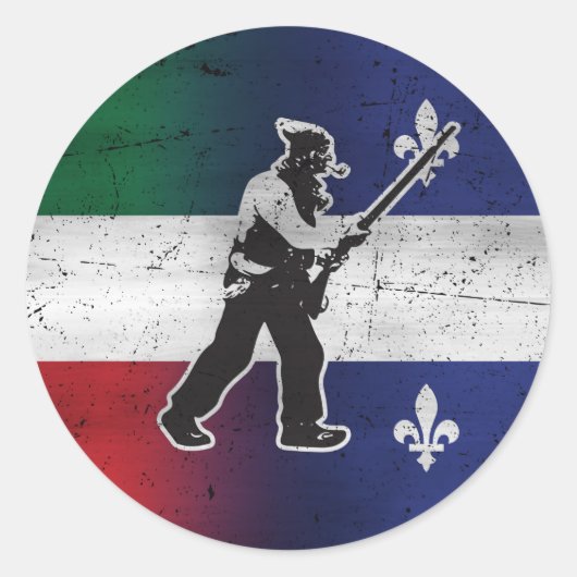 Drapeau Québec et Patriote Henri Julien érodé Ronde Sticker (Voorkant)