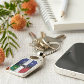 Drapeau Québec et Patriote Henri Julien érodé Sleutelhanger (Zijkant)