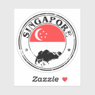Drapeau Rond Sticker De Singapour Pour Ordinateur