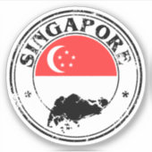 Drapeau Rond Sticker De Singapour Pour Ordinateur  (Devant)