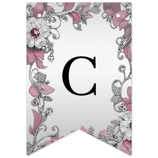 Drapeau rose Argent blanc à la florale (Premier drapeau)