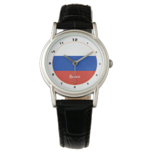 Drapeau russe et montre à la mode/design russe