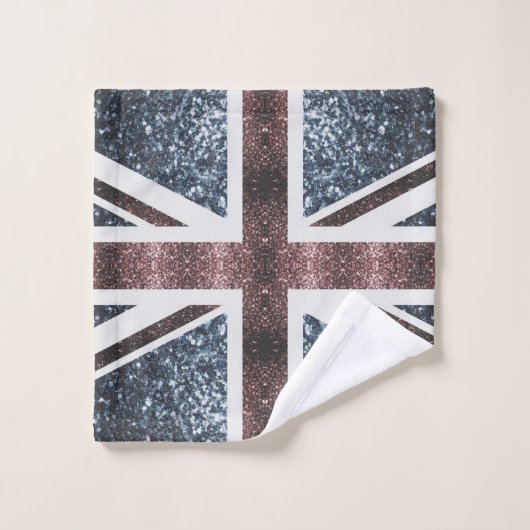 Drapeau rustique UK rouge bleu étincelants parties (Gant de toilette)