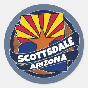 Drapeau Scottsdale Arizona flûte rond autocollants