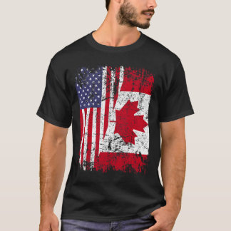 Drapeau semi-américain CANADIEN RACINES T-shirt CA