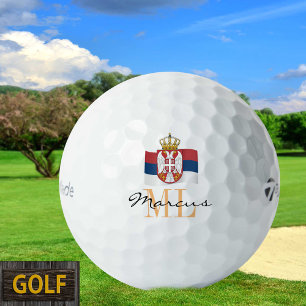 Drapeau serbe et balles de golf serbes monogrammes
