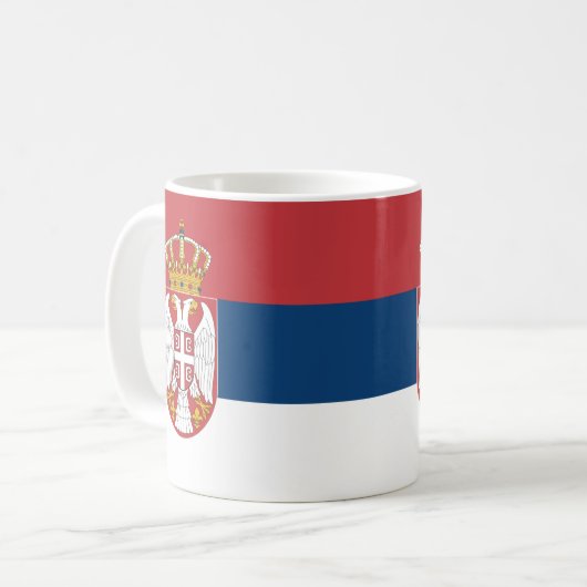 Drapeau Serbie Céramique café Mug (Devant gauche)