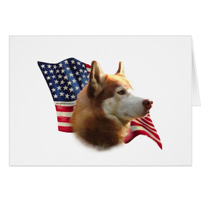 Drapeau sibérien Husky (rouge) (Devant horizontal)