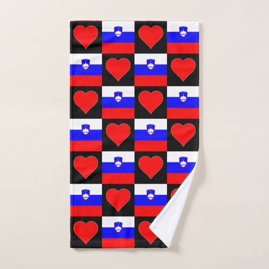 Drapeau slovène et Motif de coeur Slovénie Pride (Serviette à main)