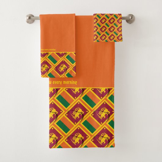 DRAPEAU SRI LANKA Écriture personnalisée ORANGE (En situation)