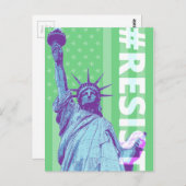 Drapeau Statue De La Liberté Résiste Art Carte Pos (Devant / Derrière)