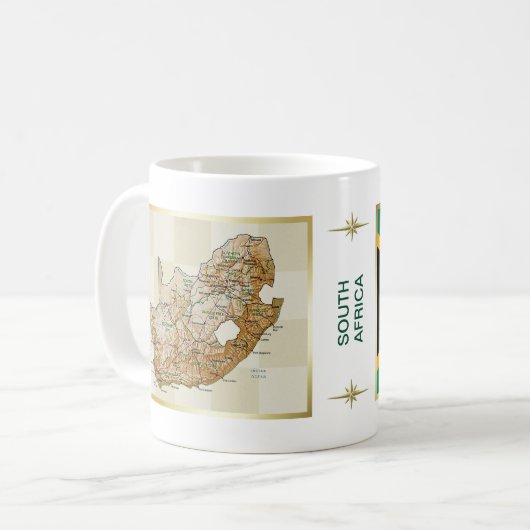 Drapeau sud-africain + Plan Mug (Devant gauche)