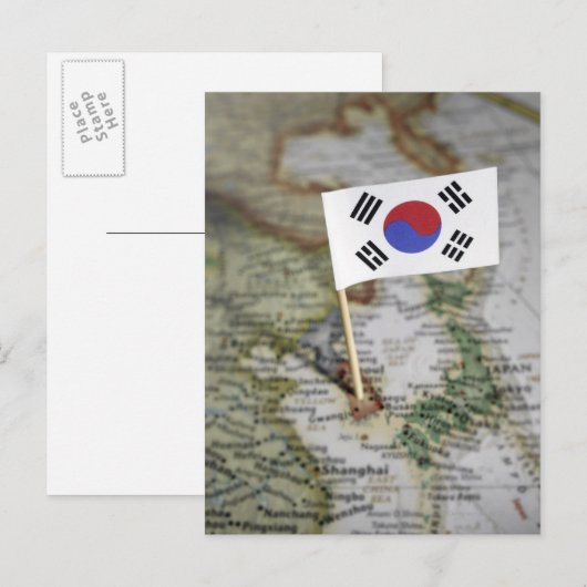 Drapeau sud-coréen dans la carte (Devant / Derrière)