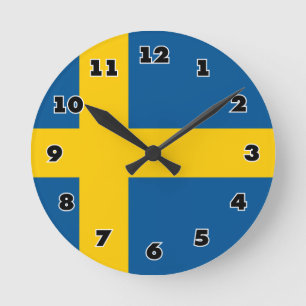 Drapeau suédois coutume horloge murale ronde