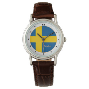 Drapeau suédois et montre à la mode/design suéd