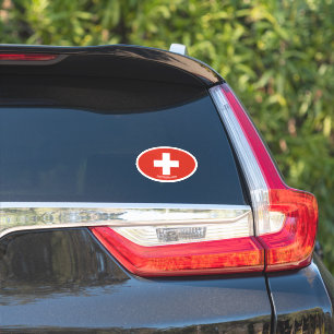 Drapeau suisse ovale autocollant de voiture vinyle