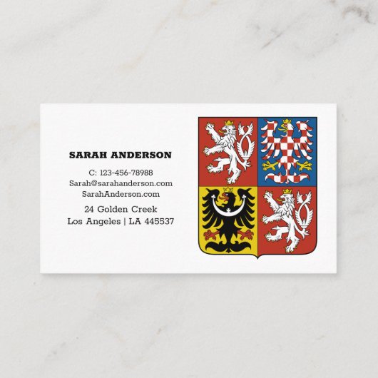 Drapeau tchèque Carte de visite, Tchéquie moderne (Dos)