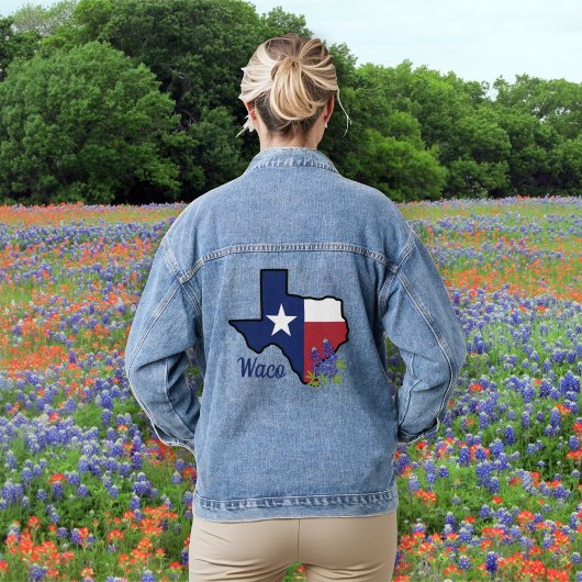 Drapeau Texas avec Fleur d'État Bluebonnet personn