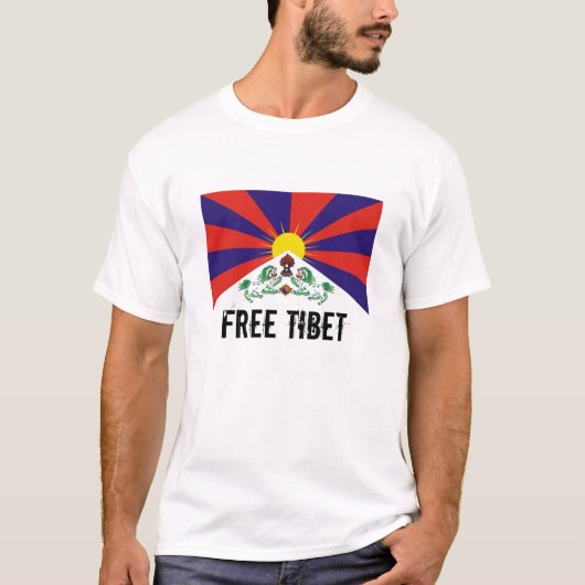 Drapeau tibétain, T-shirt LIBRE du THIBET (Devant)