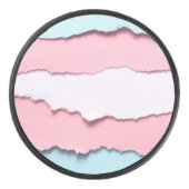 drapeau trans déchiré sur palet de hockey (Devant)
