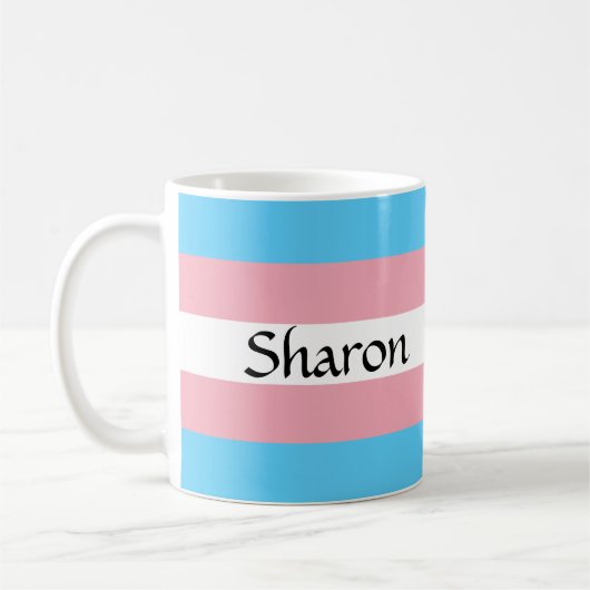 Drapeau transgenre avec votre nom Mug (Gauche)