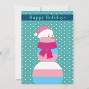 Drapeau transgenre bonhomme de neige carte de Noël