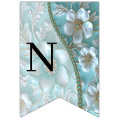 Drapeau turquoise blanc floral (Troisième drapeau)