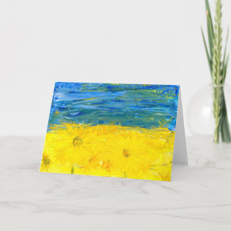 Drapeau ukrainien avec Tournesols blanc Carte de v