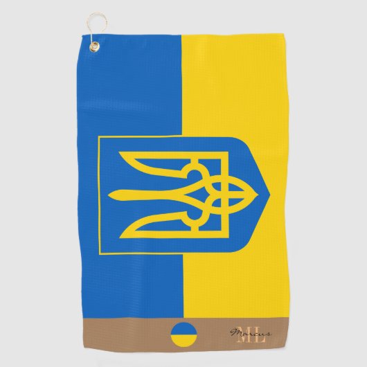 Drapeau ukrainien et serviette de golf monogrammed (Devant)