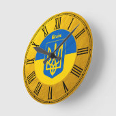Drapeau ukrainien & horloge murale rétro dorée d'U (Angle)