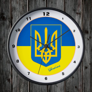 Drapeau ukrainien moderne & Horloges Ukraine / Emb