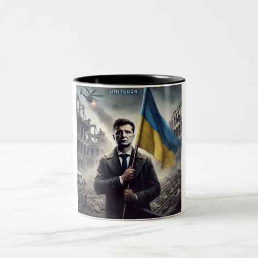 Drapeau ukrainien Zelenskyy Mug à deux tons (Centre)