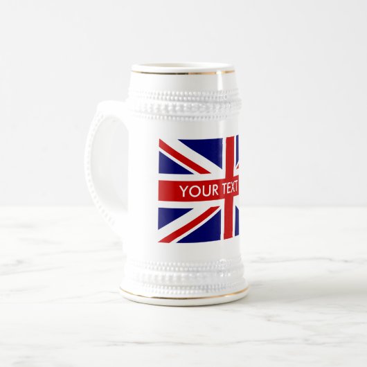 Drapeau Union Jack blanc bière stein mug (Devant gauche)