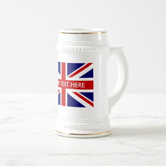 Drapeau Union Jack blanc bière stein mug (Devant droit)