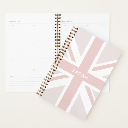 Drapeau Union Jack moderne rose Planificateur pers (Devant avec enveloppe)