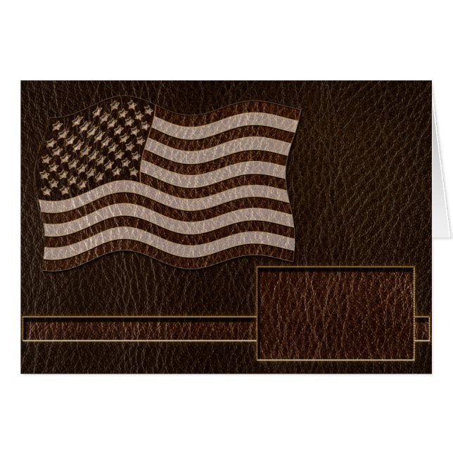 Drapeau USA aspect cuir foncé (Devant horizontal)