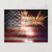 Drapeau USA avec carte postale Fireworks (Devant)