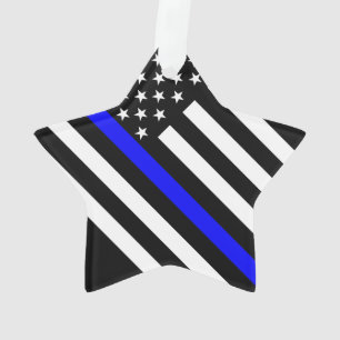 Drapeau USA Noir et blanc Ligne Bleue fine