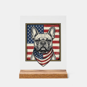 Drapeau vintage patriotique Bouledogue français