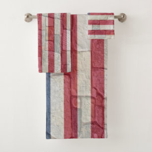 Drapeau vintage Patriotique USA sur mur de pierre