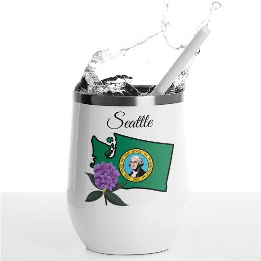 Drapeau Washington et Fleur Rhododendron Pacifique