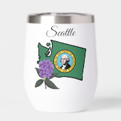 Drapeau Washington et Fleur Rhododendron Pacifique (Arrière)