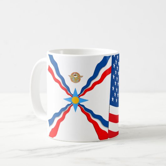 Drapeaux assyriens américains Mug (Devant gauche)