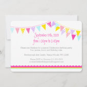 Drapeaux colorés filles 5e anniversaire invitation (Dos)