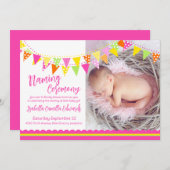 Drapeaux colorés filles nom de bébé invitation (Devant / Derrière)